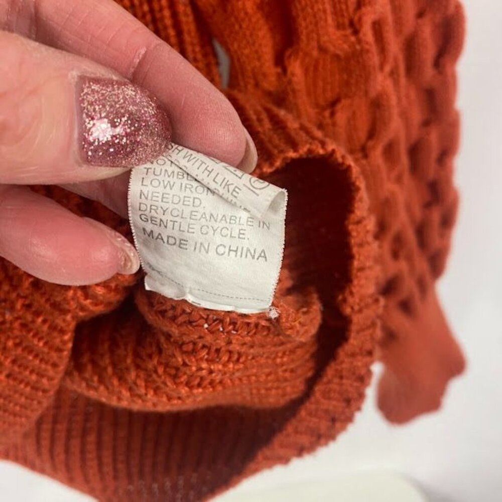Pretty Garden Orange Knit Pullover Sweater Women's Large - Picture 12 of 12
